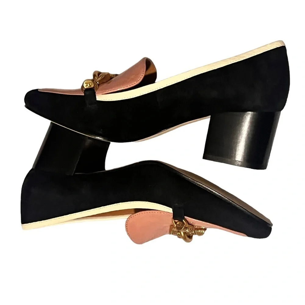 Tory Burch‎ Jessa Suede Heel Pump Black Pink Ivory
